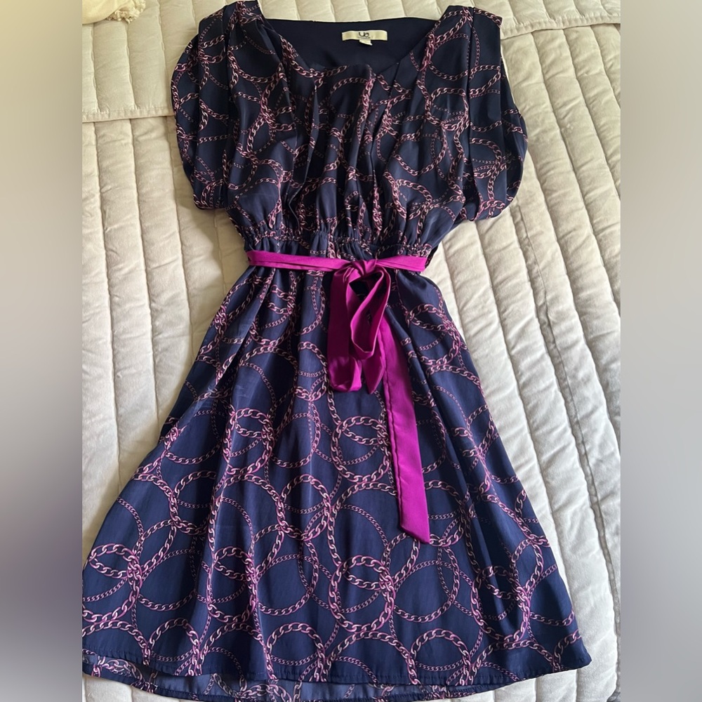 Charming Navy and Purple Kids Dress